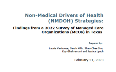 Non-Medical Drivers of Health (NMDOH) Strategies: Findings from a 2022 Survey of Managed Care Organizations (MCOs) in Texas